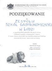 Podziękowania ze Schroniska dla zwierząt w Łodzi